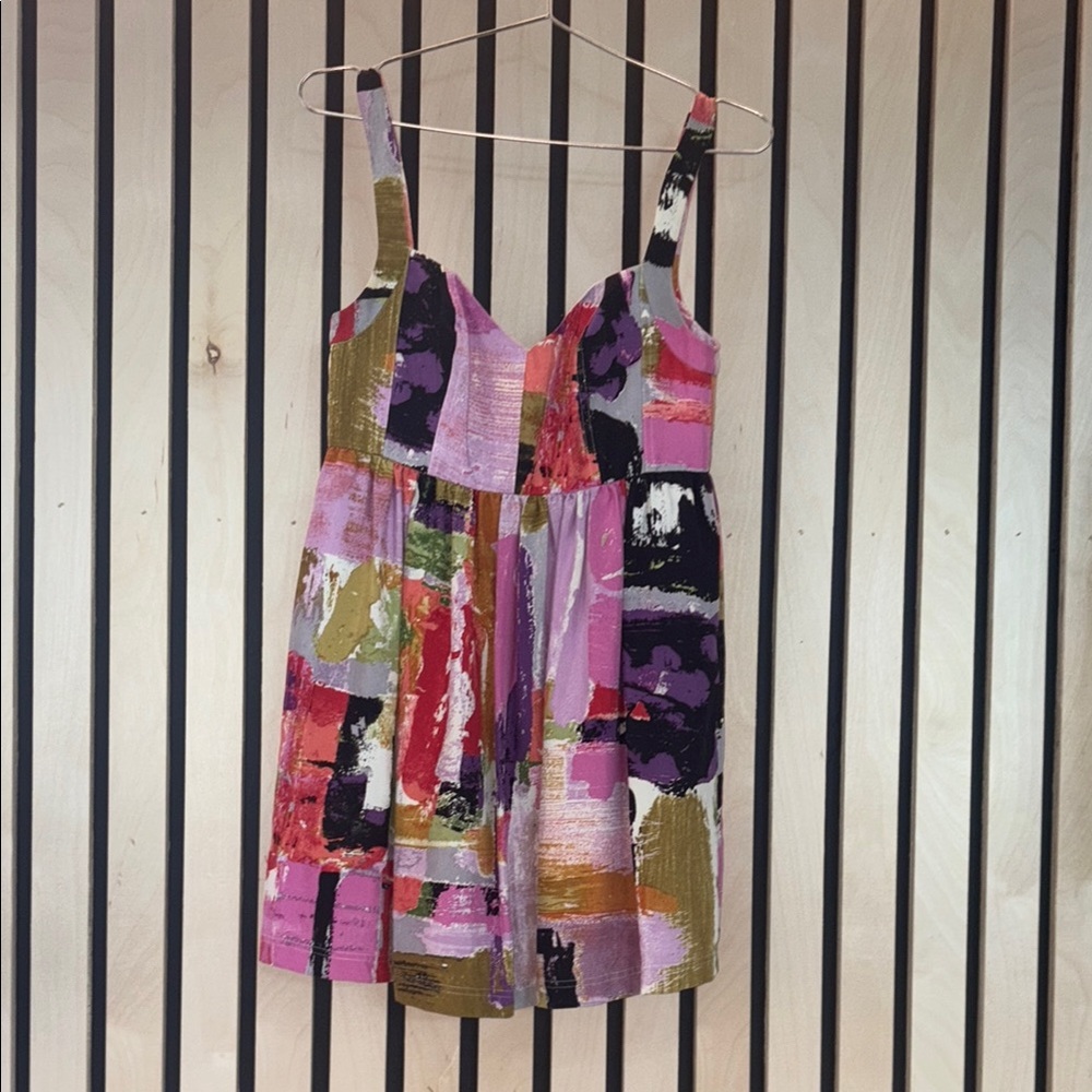 Ali Ro 100% Silk Colorful Abstract Dress